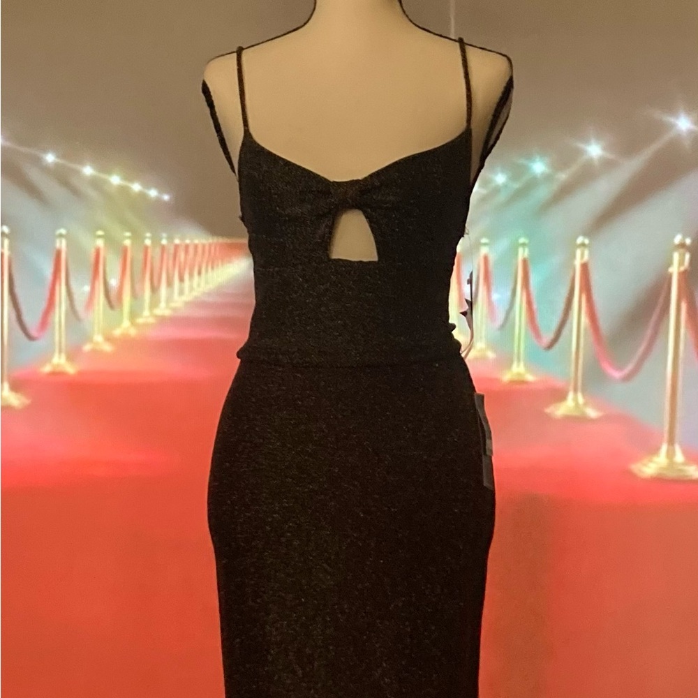 Polly & Esther Black Backless Dress with Bow